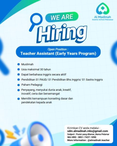 Lowongan Teacher Assistant Playgrup